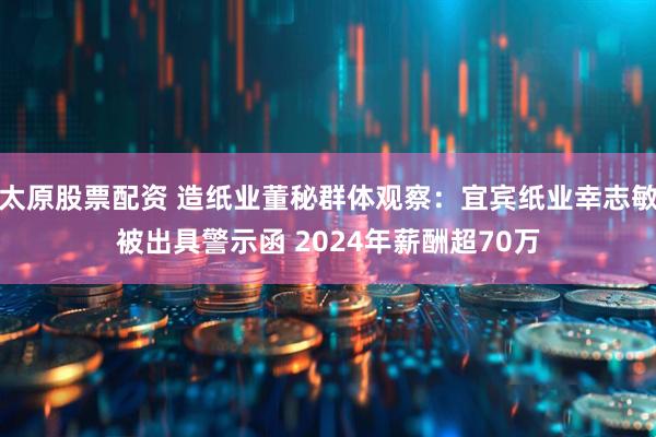 太原股票配资 造纸业董秘群体观察：宜宾纸业幸志敏被出具警示函 2024年薪酬超70万